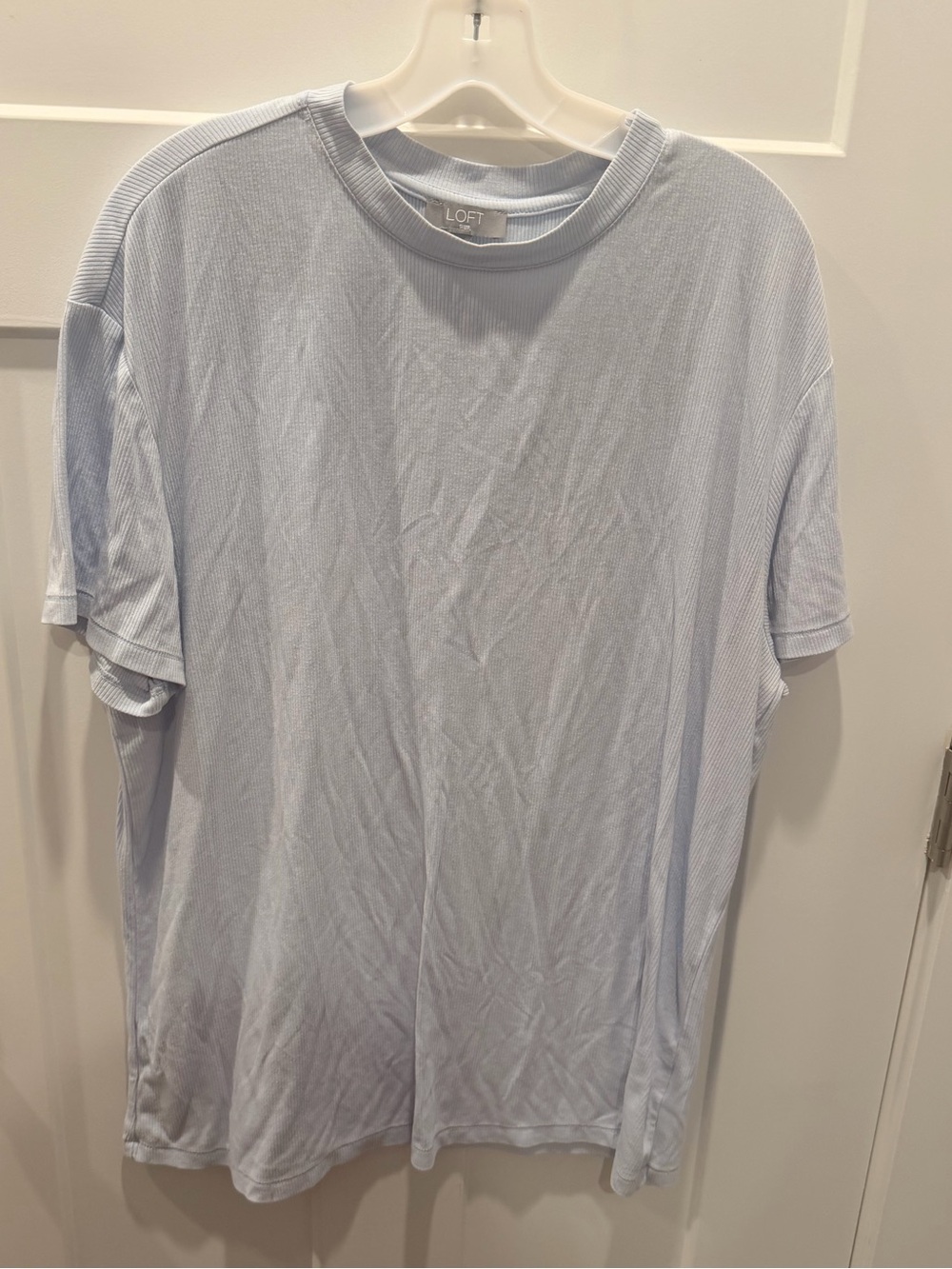 LOFT Sleep Light Blue Ribbed Pajama Tee Lounge Top Size L